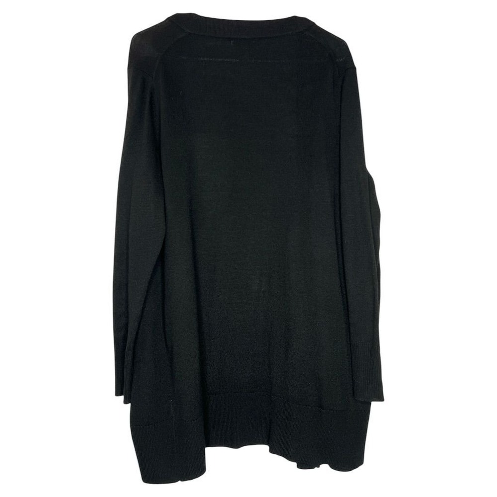 Nordstrom Black Merino Wool Blend Open Front Longline Cardigan Sweater Large - Picture 3 of 6